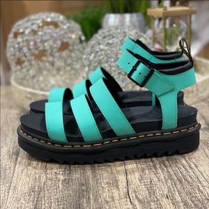 Dr. Martens Blaire Flatform Sandals Green Leather